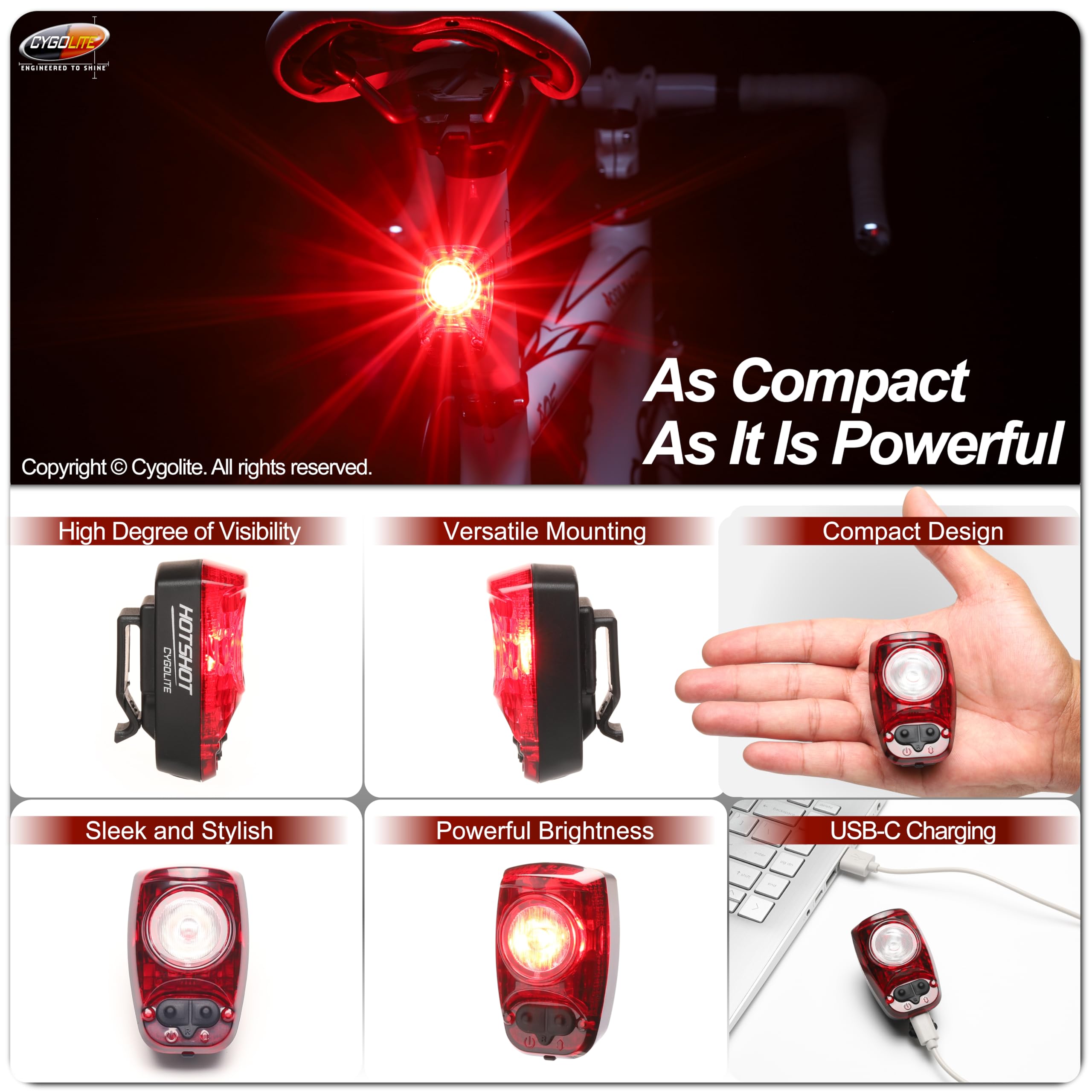 Amazon.com : Cygolite Metro 400 Hot Shot USB Combo Light, Black